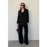 Madmext Siyah Oversize Blazer Kadın Ceket Mg2445