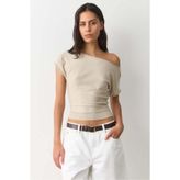 Madmext Taş Rengi Düşük Omuz Triko Bluz MG2796