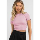 Madmext Toz Pembe Basic Crop Kadın Tişört Mg1772