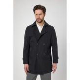 Madrid Erkek Siyah Kruvaze Yaka Slim Fit Pamuk Karışımlı Trençkot - 50 - 001-Siyah