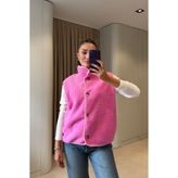 MAGARDE Düğmeli Premium Düğmeli Polar Yelek- PEMBE