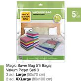 Magic Saver Bag 5'li Bagaj Vakumlu Poşet Seti 3