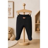 Mahfel %100 Pamuklu Basic Fitilli Bebek Alt Pantolon Siyah - 9 - 12 Ay - Regular