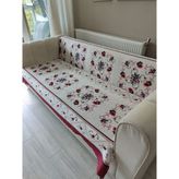 Maison Aura Koltuk Örtüsü Süngerli Pembe Wellsoft Kumaş Geometrik Desenli Kaymaz Taban Modern Tasarım - 170 x 210 cm