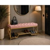 Maison Luré Puf & Bench Gold Metal Bench Ayakkabılık Bank, Kapı Girişi Puf Ayakkabılık