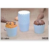 Makaron Mavi Muffin Cupcake Kek Kalıbı 25 Adet