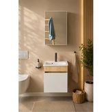 Makbulce Şefaatli 45 Cm Mdf Seramik Meşe Lavabolu Aynalı Banyo Dolabı Meşe