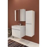 Makbulce Tokyo 65 cm MDF Seramik Lavabolu Banyo Dolabı Modern Tasarım Yavaş Kapanan Kapak - Beyaz