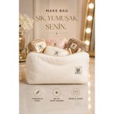 MAKE BAG EKRU PELUŞ MAKYAJ ÇANTASI