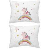 Makiteks Unicorn Atlar Gökkuşağı 2 Adet 50x70 cm %100 Pamuk Yastık Kılıfı