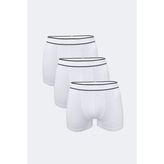 Malabadi 3M075 Pamuk Elastan Beyaz 3'lü Erkek Boxer