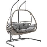 Malta Çiftli Rattan Bahçe Salıncağı | Gri