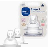Mam Skinsoft Silikon No: 2 Orta Akışlı Biberon Emziği 2'li Set - No:2 Yavaş