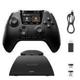 ManbaOne Interactive Screen Wireless Gaming Controller for PC/Switch/Switch 2/iOS/Android,Gamepad with Hall Effect Stick & Trigger,RGB Lighting,Remappable Buttons,1800mAh with Charging Dock (Black)