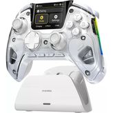 ManbaOne Interactive Screen Wireless Gaming Controller for PC/Switch/Switch 2/iOS/Android,Hall Effect Stick & Trigger,RGB Lighting,Remappable Buttons,1800mAh with Charging Dock (White)