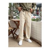 manch collection Basic Baggy Keten Pantolon Krem