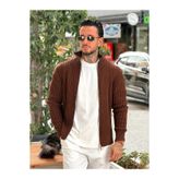 manch collection Kalın Fitilli Örme Basic Hırka Kahverengi 2854