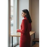 Mandala Tekstil Kadın Basic Triko Tam Balıkçı Kazak - Kırmızı