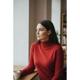 Mandala Tekstil Kadın Basic Triko Yarım Balıkçı Kazak - Kırmızı