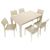 Mandella Wood 90x150 cm Cafe Çöl Beji Sandalye Masa Takımı