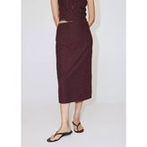 Mango Çiçek Işlemeli Keten Etek - Bordo - 32