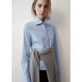 Mango Crop Poplin Gömlek - Gök Mavisi