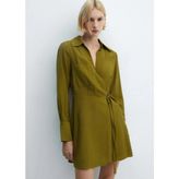 Mango Fiyonklu Anvelop Elbise - 02-Haki