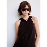 Mango Halter Yaka Triko Bluz - Kahverengi - S