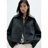 Mango Kazayağı Desenli Yün Ceket - Lacivert - XL