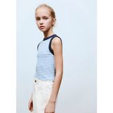 MANGO Kids Çizgili koton bluz - Mavi