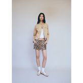 Mango Leopar Denim Mini Etek - Mavi - 36