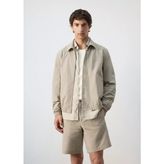 MANGO Man %100 pamuklu mikro kareli ceket - Bej