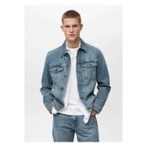 MANGO Man Eskitilmiş görünümlü cepli denim mont