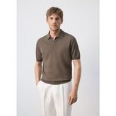 MANGO Man Fermuarlı örgü polo gömlek - S - Vizon