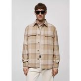 MANGO Man Kareli flanel gömlek ceket - Bej