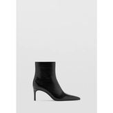 Mango Shiny-Finish Pointed-Toe Heeled Boots - Siyah
