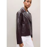 MANGO Teen Deri görünümlü klapalı ceket - Bordo - S