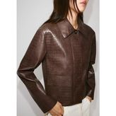 Mango Timsah Derisi Görünümlü Ceket - Camel - 3XL