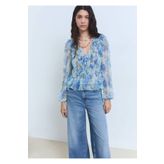 MANGO Woman Çiçekli volanlı bluz