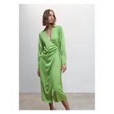 MANGO Woman Drapeli Saten Elbise