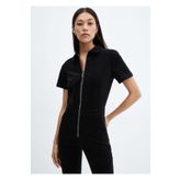 MANGO Woman Fermuarlı fitilli kadife tulum