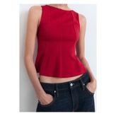 MANGO Woman Peplum üst dikiş detaylarıyla
