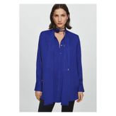 MANGO Woman Saten çiçekli chocker bluz