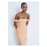 MANGO Woman Straplez midi elbise