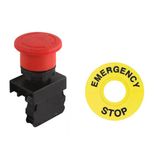 Mantar Buton 1Nc Acil Stop+ Acil Stop Etiketi