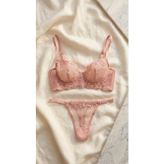 Mantis Kadın Pembe Simli Çift Astarlı Bralet Takım