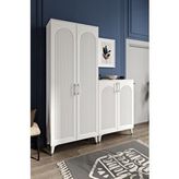 mapahomeliving Kale Metal Kulp Kla4190 Ayakkabılık Portmanto Vestiyer Beyaz Gümüş