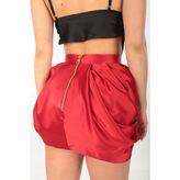 Maraslı Desing Kırmızı Drapeli Mini Etek - XL