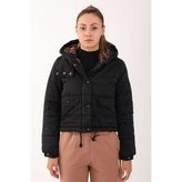 Maraton Regular Kadın Kapüşonlu Siyah-Taba Mont - XL