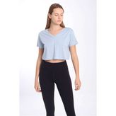 Maraton Regular Kadın V Yaka Mavi Crop Top - S